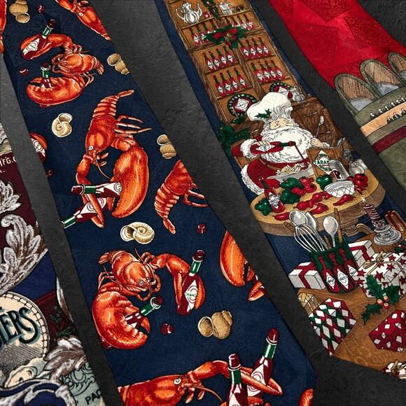 Lot of Six Vintage Tobasco Hot Sauce Men's Novelty 100% Silk Professional Ties - Picture 5 of 7